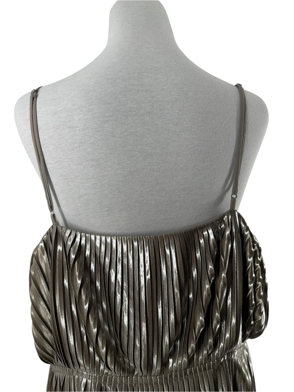 Banana Republic dress Metallic Pleated High Neck Strap Fit & Flare holiday sz 14 - Picture 12 of 12